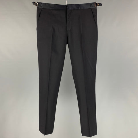 PAUL SMITH x BARNET'S NEW YORK Taille 30 Pantalon de smoking en laine noire / Mohair