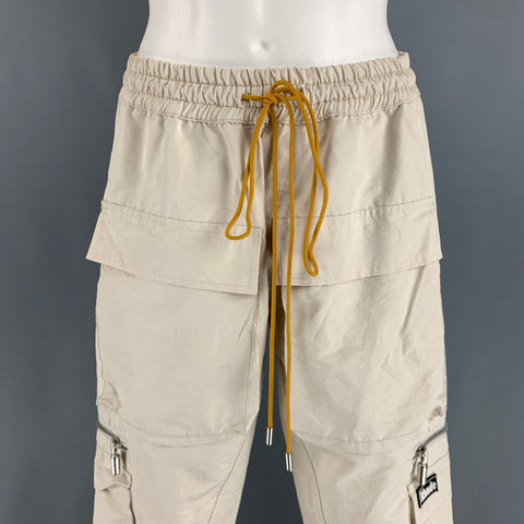 Pantalon décontracté cargo en mélange de coton beige taille XS RHUDE