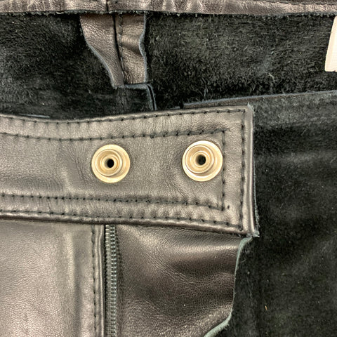 CUSTOM MADE Size 32 Black Yellow Leather Casual Pants