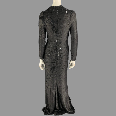 PORTS 1961 Vestido estilo columna con lentejuelas en mezcla de poliéster negro talla 6