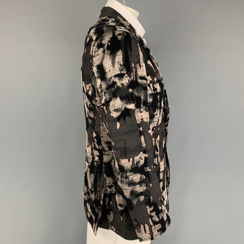 PAUL SMITH Size 44 Regular Black Grey Burn Out Wool Blend Sport Coat