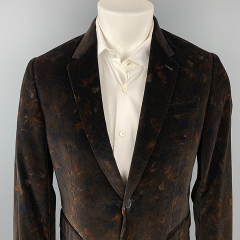 PAUL SMITH The Byard Size 40 Burgundy Print Velvet Notch Lapel Sport Coat