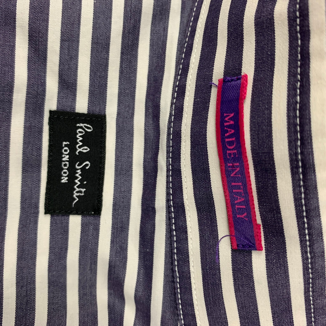 PAUL SMITH Taille L Chemise à manches longues boutonnée en coton à rayures blanches marine