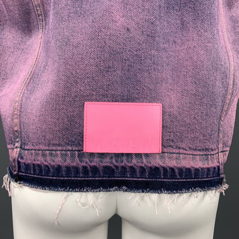 MSGM Size 4 Pink & Indigo Dyed Denim Oversized Vest