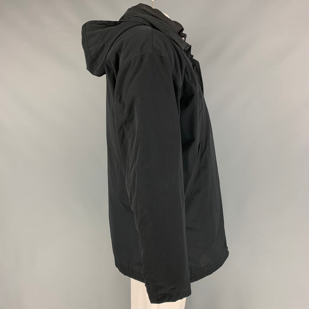 ARMANI JEANS Chest Size S Size S Black Reversible Polyester Hooded Coat
