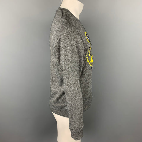 KENZO Size M Gray & Yellow Tiger Embroidered Cotton Crew-Neck Pullover