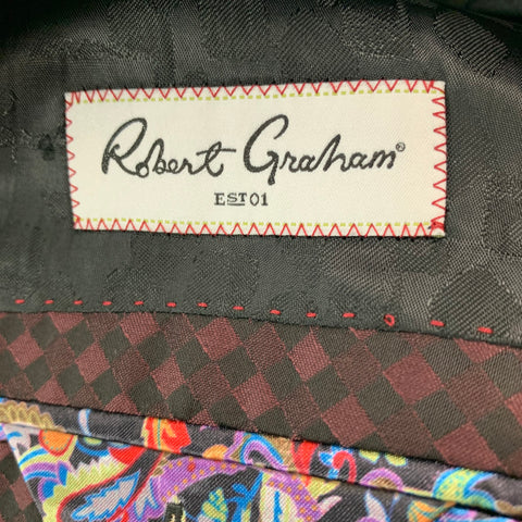 ROBERT GRAHAM Size 48 Burgundy Black Checkered Wool Viscose Sport Coat