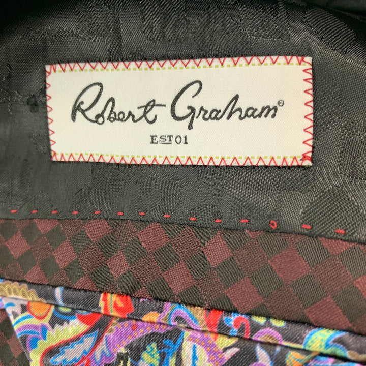 ROBERT GRAHAM Talla 48 Abrigo deportivo de viscosa de lana a cuadros negro burdeos
