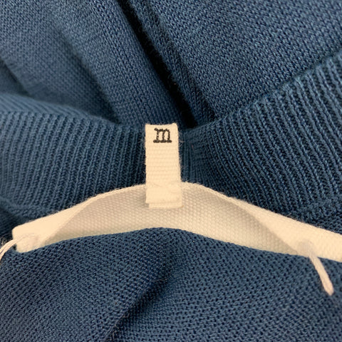 MAISON MARGIELA Size M Navy Jersey Off-Shoulder Cardigan