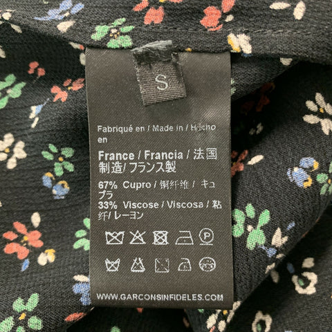 GARCONS INFIDELES Size S Black Multi-Color Floral Button Up Long Sleeve Shirt
