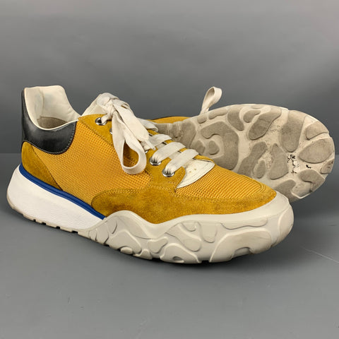 ALEXANDER MCQUEEN Size 11 Yellow Grey Color Block Nylon Sneakers