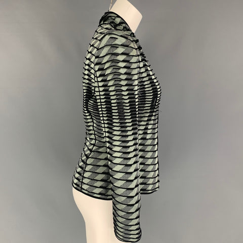 GIORGIO ARMANI Talla 8 Chaqueta con cremallera acanalada de viscosa negra gris