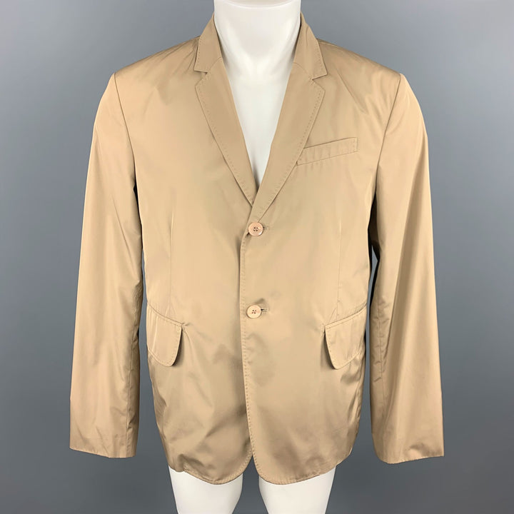 CARVEN Size 42 Khaki Polyester Notch Lapel Sport Coat