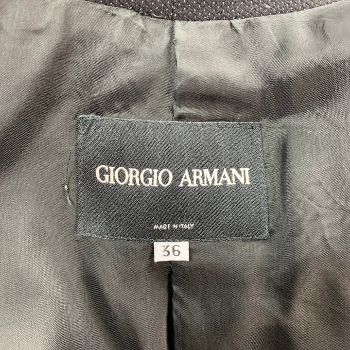 GIORGIO ARMANI Size 0 Black Dots Wool / Polyester Ruched Collar Single Breasted Jacket