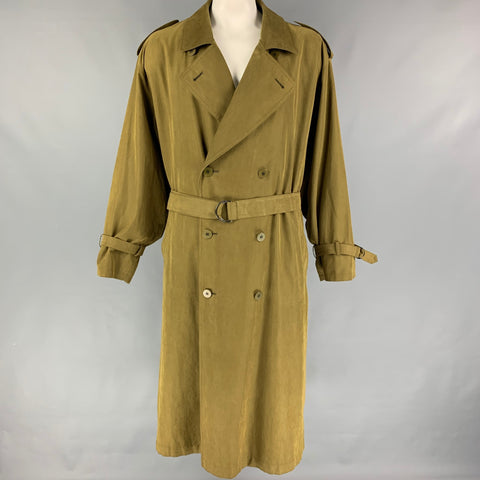 BURBERRY PRORSUM Size 10 Olive Polyester Nylon Double Breasted Coat