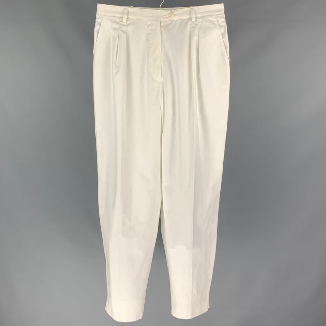 CHRISTIAN DIOR Size 31 White Pleated High Waisted Wide Leg Dress Pants Sui Generis Designer Consignment CHRISTIAN DIOR Size 31 White Pleated High Waisted Wide Leg Dress Pants Sui Generis Designer Consignment