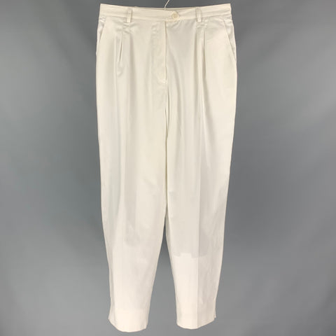 CHRISTIAN DIOR Size 31 White Pleated High Waisted Wide Leg Dress Pants