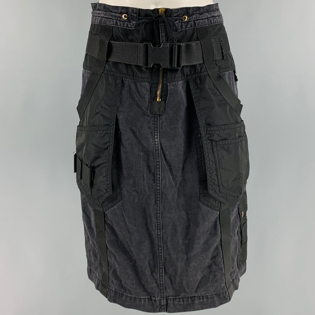 JPG by GAULTIER Size 6 Black Washed Cargo Skirt