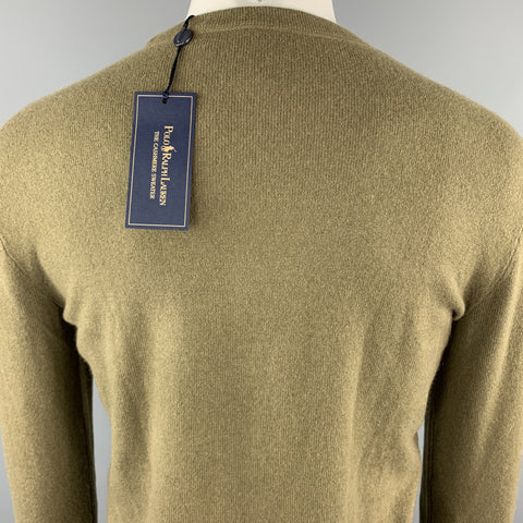 RALPH LAUREN Pull à col rond en cachemire olive taille S