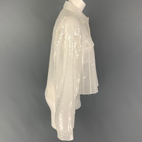 JUNYA WATANABE Size M White Polyester Mesh Sequin Jacket