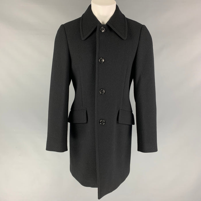 MIU MIU Size 38 Black Wool / Nylon Buttoned Coat