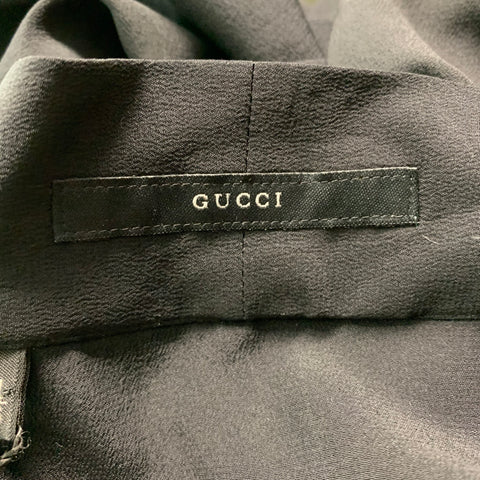 GUCCI Size M Black Solid Silk Open Front Long Sleeve Shirt