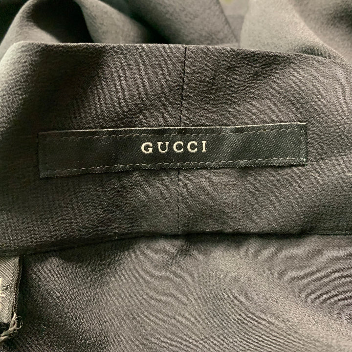 GUCCI Size M Black Solid Silk Open Front Long Sleeve Shirt