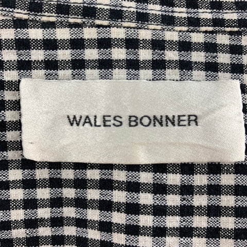 WALES BONNER Size M Black White Gingham Linen Blend Long Sleeve Shirt