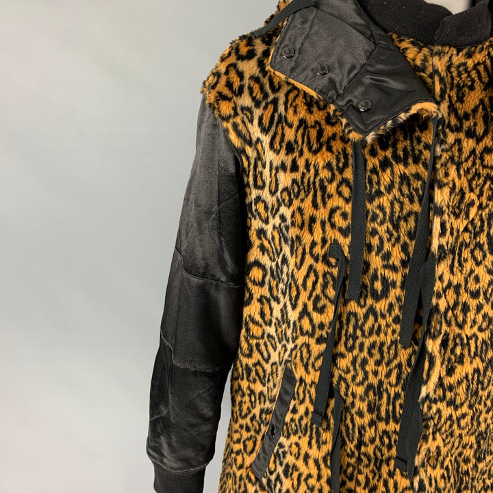 ENGINEERED GARMENTSSize L Black Tan Animal Print Polyester / Cotton Coat