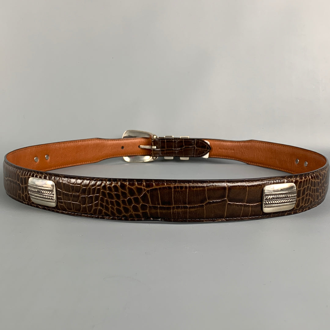 JOHNSTON &amp; MURPHY Talla 40 Cinturón de cuero repujado marrón