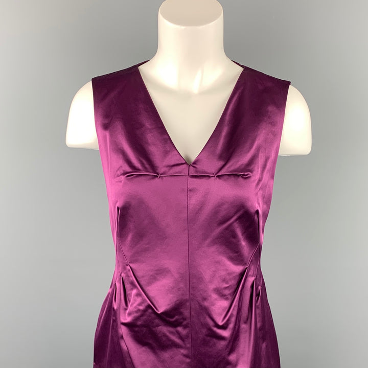 ROBERT RODRIGUEZ Size 4 Purple Cotton / Polyester V-Neck Sheath Cocktail Dress