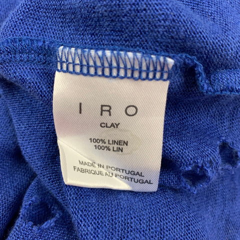 IRO Size S Royal Blue Distressed Linen Crew-Neck Clay T-shirt