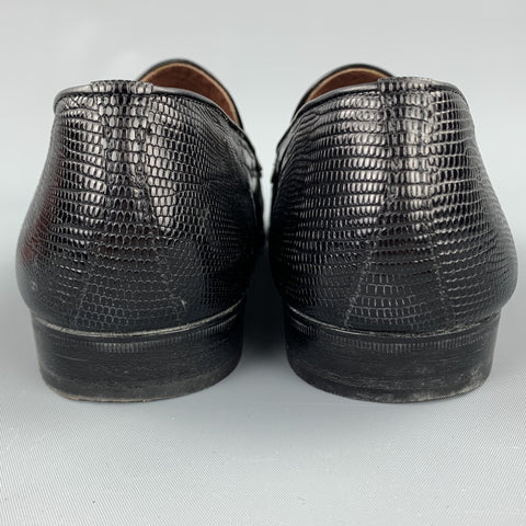 R. MARTEGANI Size 8 Black Textured Leather Penny Loafers