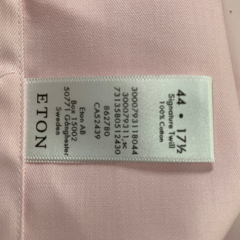ETON Size XL Pink Twill Cotton Button Up Long Sleeve Shirt