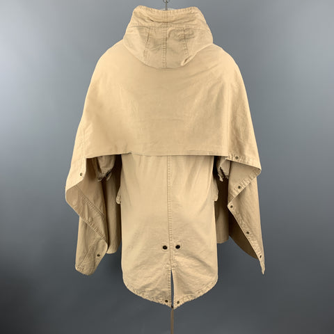THE DRESS & CO. Size 42 Khaki Cotton Hooded Drawstring Cape Jacket