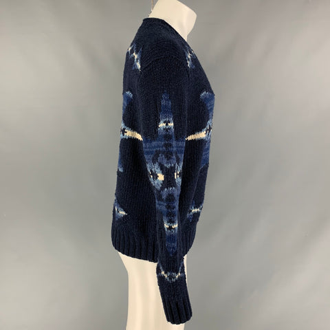 POLO by RALPH LAUREN Size M Navy & Blue White Knit Merino Wool/Wool Sweater