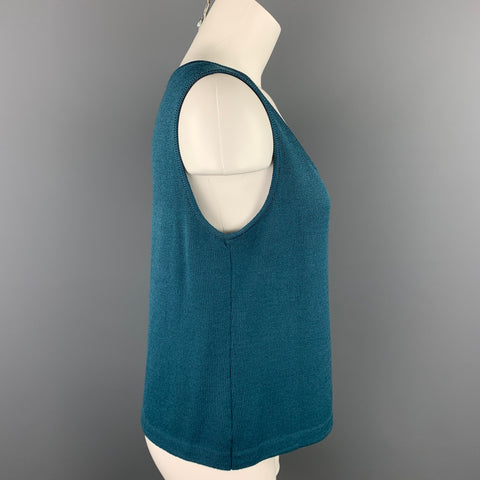 ST. JOHN Taille M Chemisier Camisole Tricoté Sarcelle