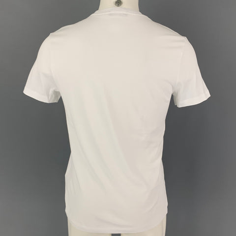 VERSACE Size S White Red Print Cotton Crew-Neck T-shirt