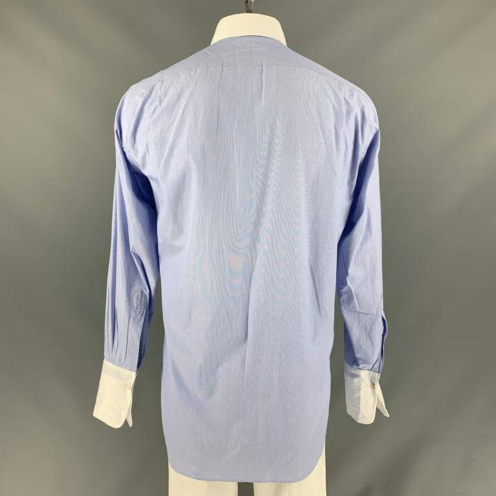 HILDITCH & KEY Size XL Blue &  White French Cuff Cotton Long Sleeve Shirt
