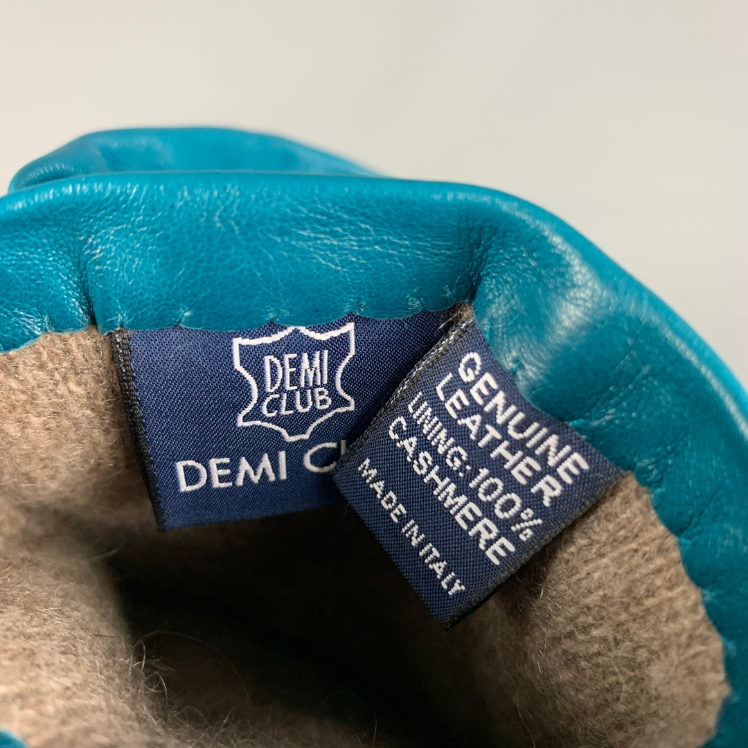 DEMI CLUB Size 7.5 Teal Leather Cashmere Gloves