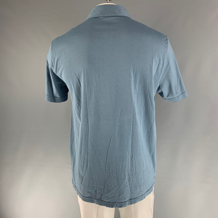 LORO PIANA Size XXXL Blue Cotton Short Sleeve Polo