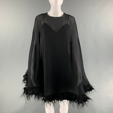 MAC DUGGAL Size 4 Black Polyester Sheer A-Line Dress