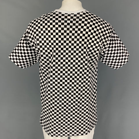 SUPREME x HANES Size L Black White Checkered Cotton Crew-Neck T-shirt