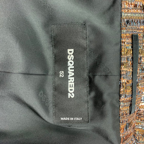 DSQUARED2 Talla 42 Abrigo deportivo de viscosa de poliéster jacquard dorado plateado