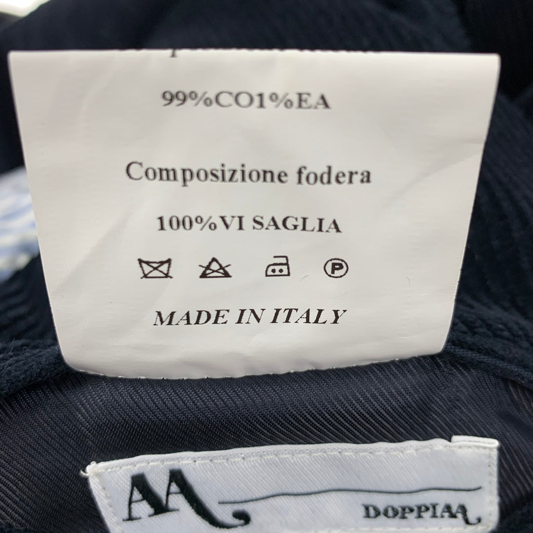 DOPPIAA Size 36 Navy Corduroy Cotton Double Breasted Sport Coat