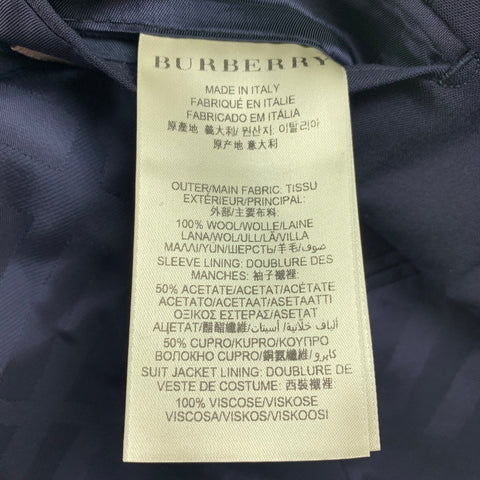 BURBERRY LONDON Size 38 Navy Wool Notch Lapel Suit