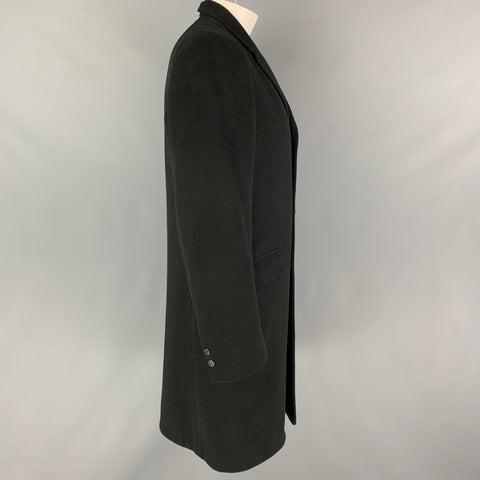 H HOWARD Size M Black Cashmere Notch Lapel Coat