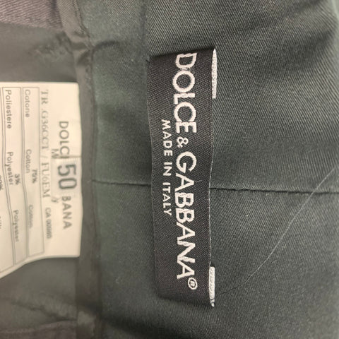 DOLCE & GABBANA Size 34 Black Olive Two Toned Cotton Silk Dress Pants