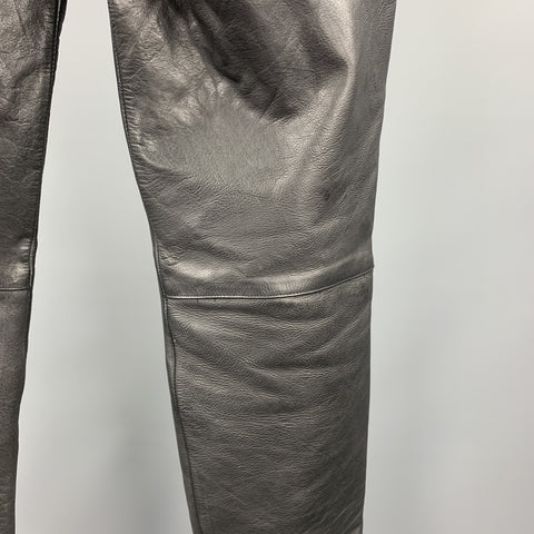 COWHIDE Size 30 Black Leather Zip Fly Casual Pants