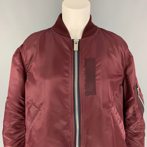 SACAI Cazadora Bomber MA-1 Nylon Burdeos Talla S